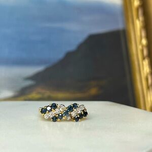Vintage 14k gold sapphire & diamond ring size. 5.75